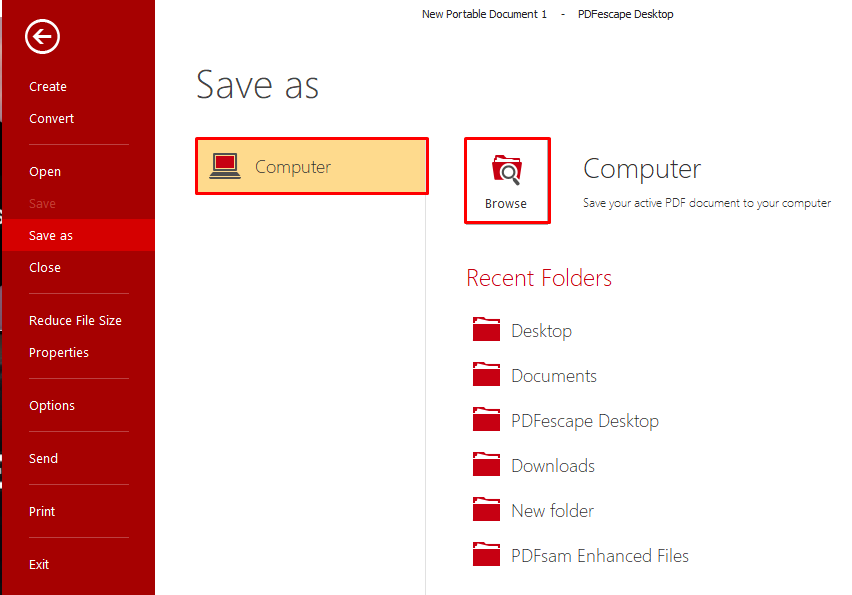 Saving a PDF file – PDFescape