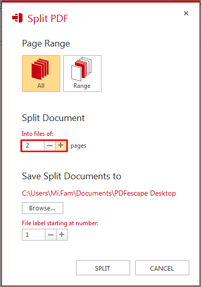 Splitting a PDF file in PDFescape Desktop – PDFescape