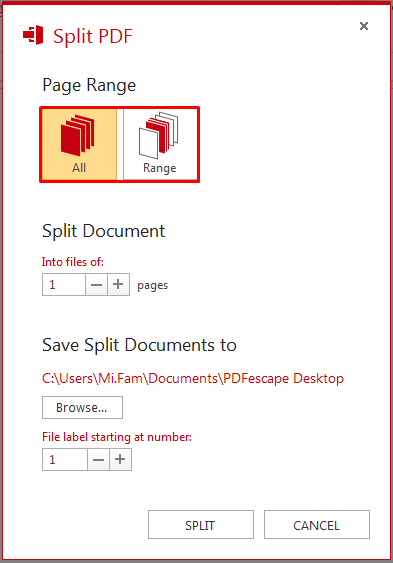 Splitting a PDF file in PDFescape Desktop – PDFescape